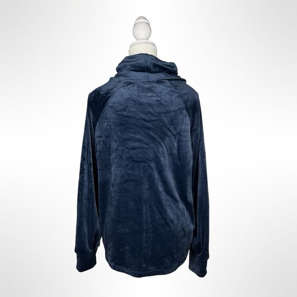 Evereve Blue Velvet‎ Funnel Cowl Neck Top Long Sleeve Cozy Pullover Medium - Picture 4 of 7